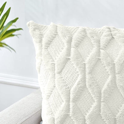 2 Pack Decorative Boho Throw Pillow Covers 45 x 45 cm (White)-Home &amp; Garden &gt; Decor-PEROZ Accessories