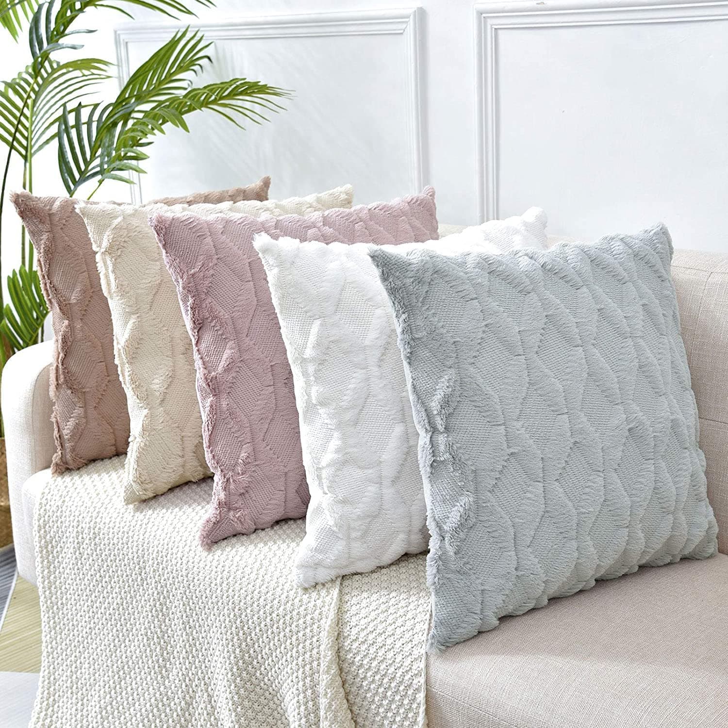 2 Pack Decorative Boho Throw Pillow Covers 45 x 45 cm (Pink)-Home &amp; Garden &gt; Decor-PEROZ Accessories