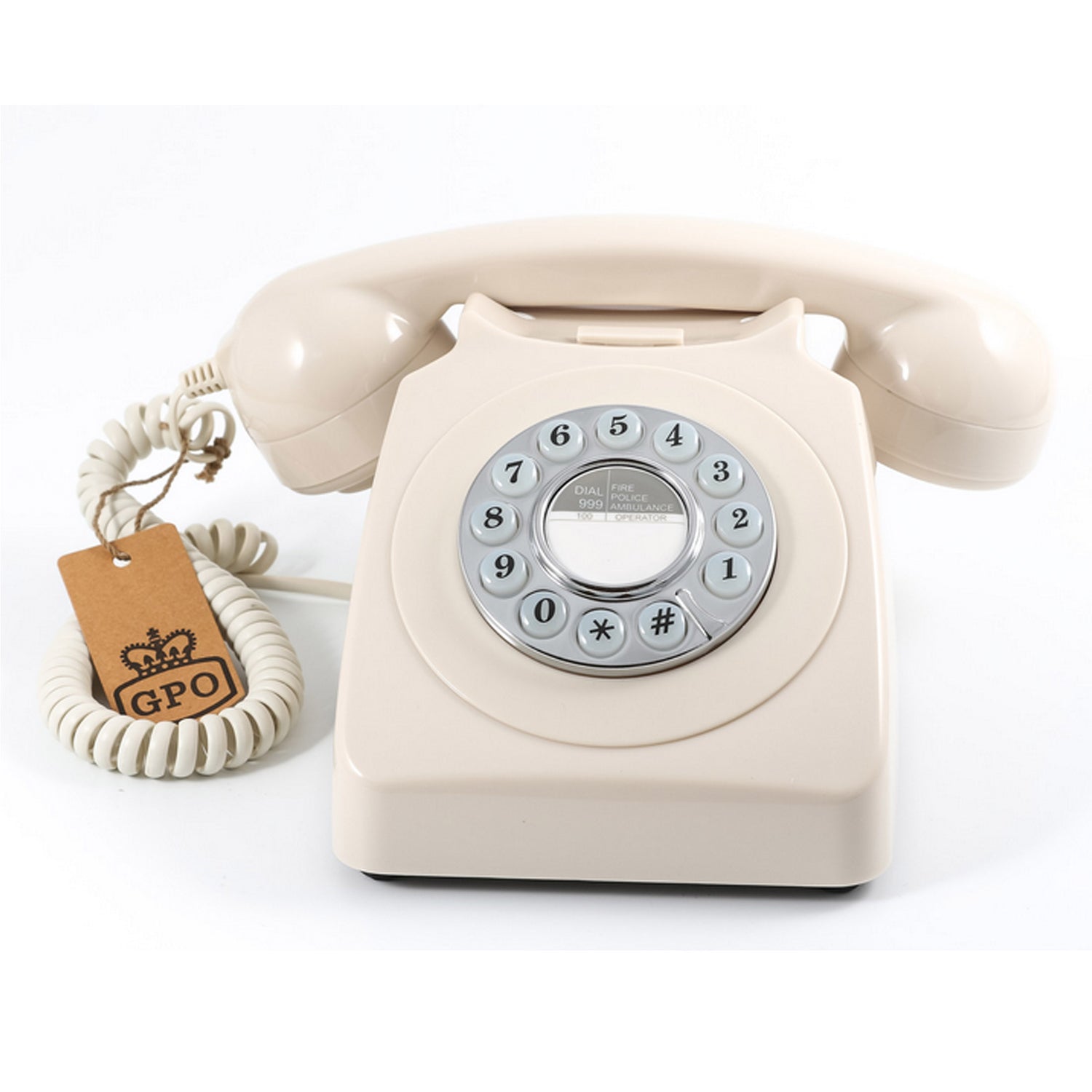 GPO 746 Retro Rotary Push Button Desk Phone Ivory Home Office-Home &amp; Garden &gt; Home &amp; Garden Others-PEROZ Accessories