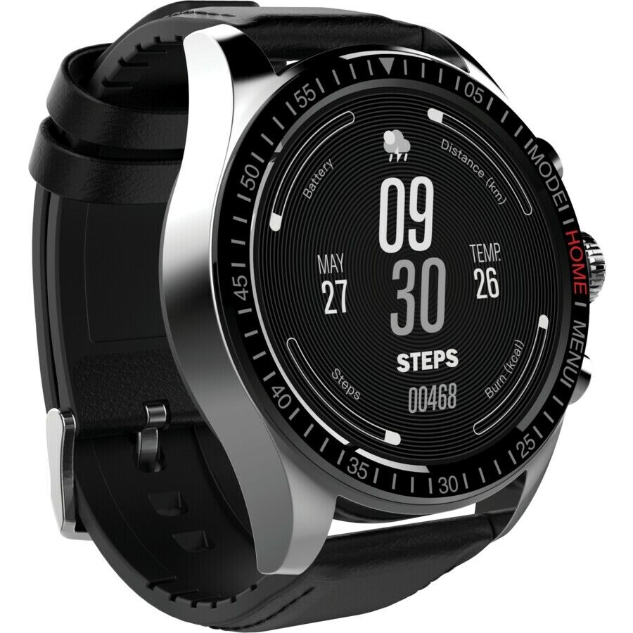 New AMOLED Touch Display Sport Smart Watch 44mm 1.3&quot; HitFit Ceramic Black-Smart Watches-PEROZ Accessories