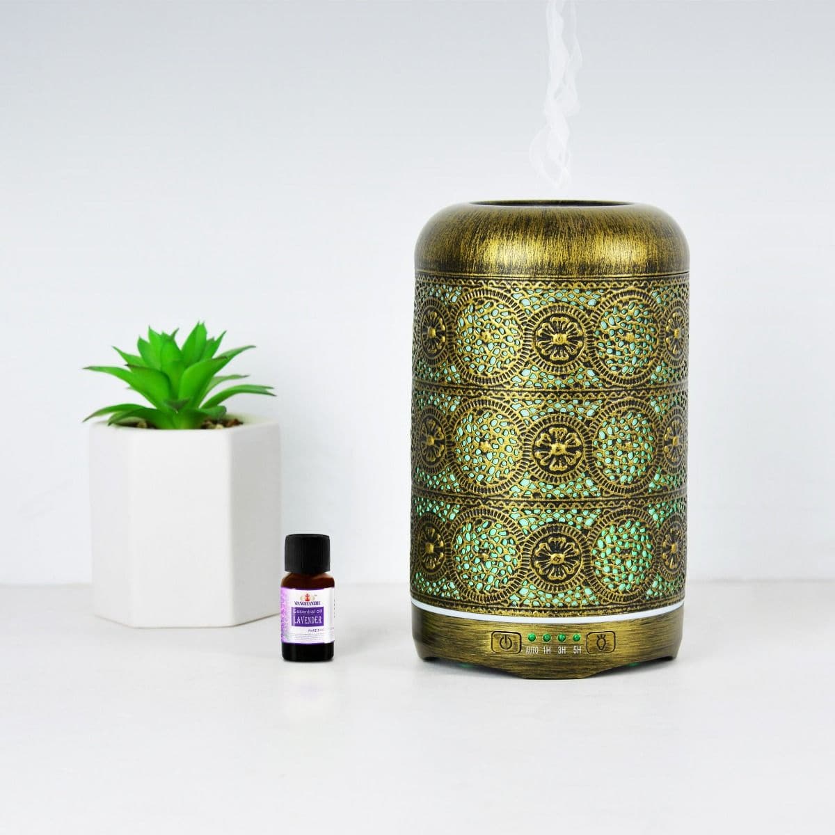 activiva 260ml Metal Essential Oil and Aroma Diffuser-Vintage Gold-Appliances &gt; Aroma Diffusers &amp; Humidifiers-PEROZ Accessories