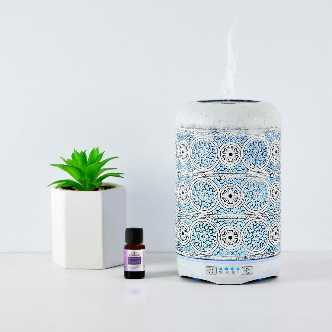 activiva 260ml Metal Essential Oil and Aroma Diffuser-Vintage White-Appliances > Aroma Diffusers & Humidifiers-PEROZ Accessories