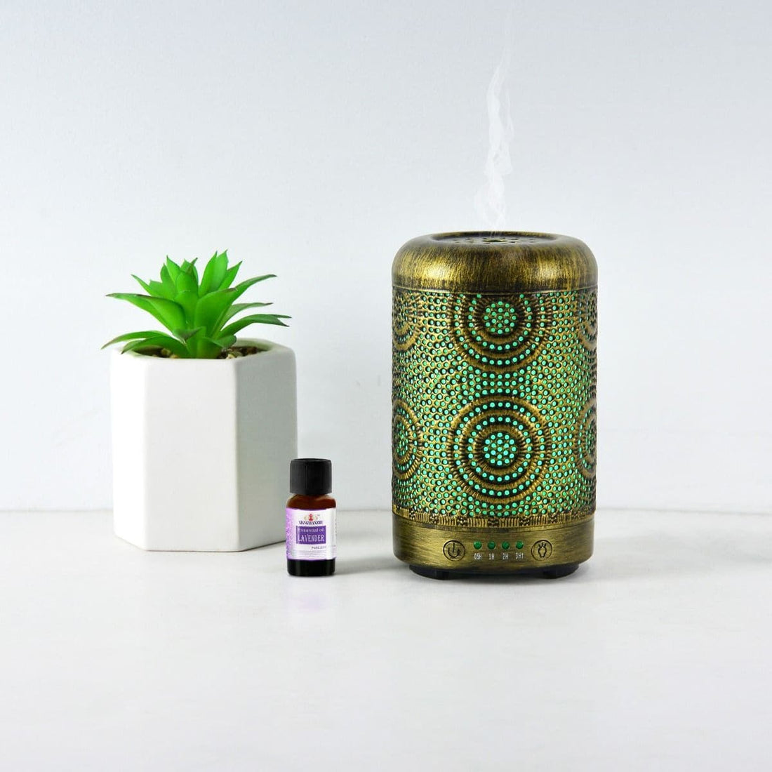 activiva 100ml Metal Essential Oil and Aroma Diffuser-Vintage Gold-Appliances &gt; Aroma Diffusers &amp; Humidifiers-PEROZ Accessories