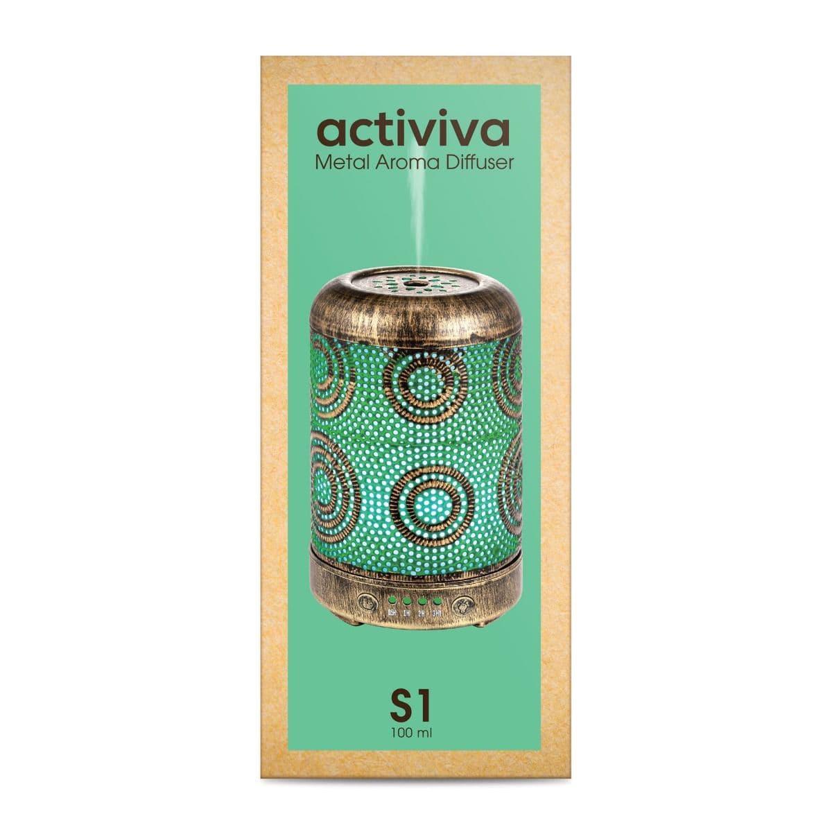 activiva 100ml Metal Essential Oil and Aroma Diffuser-Vintage Gold-Appliances &gt; Aroma Diffusers &amp; Humidifiers-PEROZ Accessories