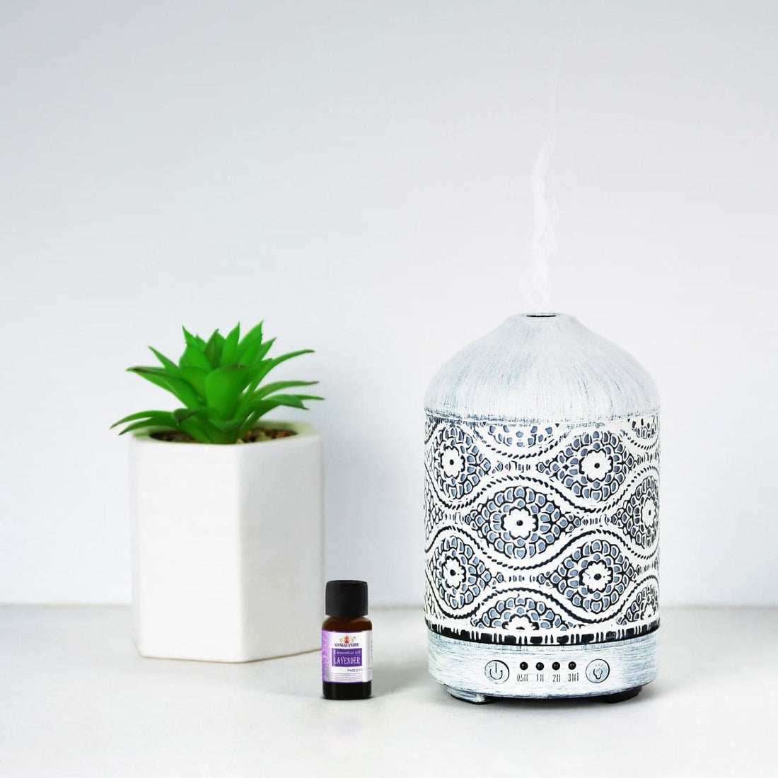 activiva 100ml Metal Essential Oil and Aroma Diffuser-Vintage White-Appliances > Aroma Diffusers & Humidifiers-PEROZ Accessories