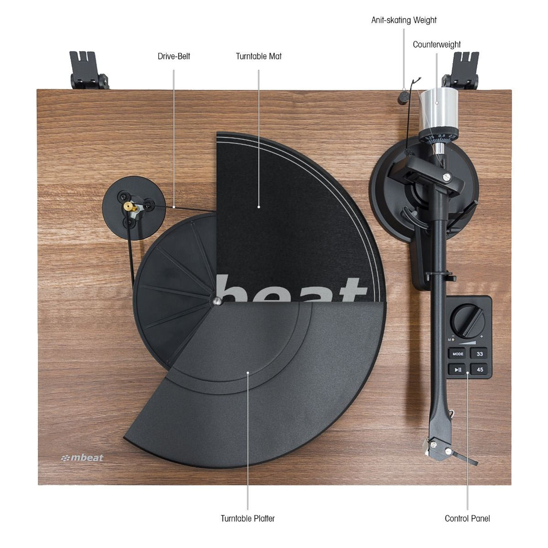 mbeat Hi-Fi Turntable with Bookshelf Speakers and Bluetooth Streaming-Audio &amp; Video &gt; Speakers-PEROZ Accessories