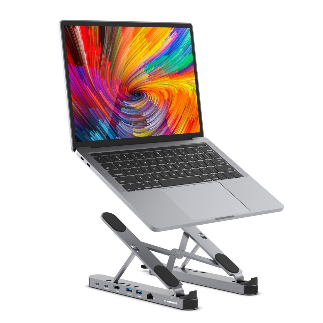 mbeat Stage P5 Portable Laptop Stand with USB-C Docking Station - Space Grey-Electronics &gt; Computer Accessories-PEROZ Accessories