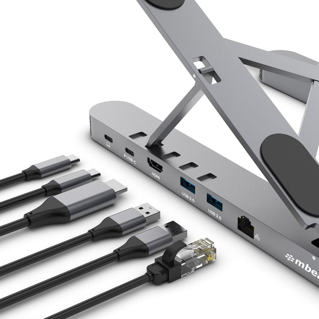 mbeat Stage P5 Portable Laptop Stand with USB-C Docking Station - Space Grey-Electronics &gt; Computer Accessories-PEROZ Accessories