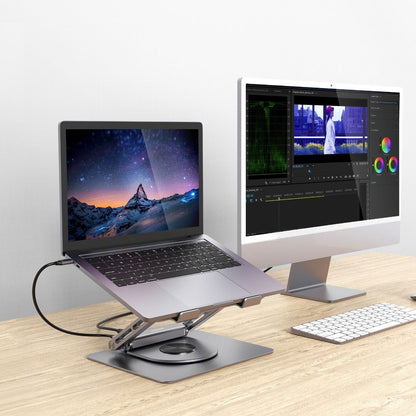 mbeat Stage S12 Rotating Laptop Stand with USB-C Docking Station - Space Grey-Electronics &gt; Computer Accessories-PEROZ Accessories