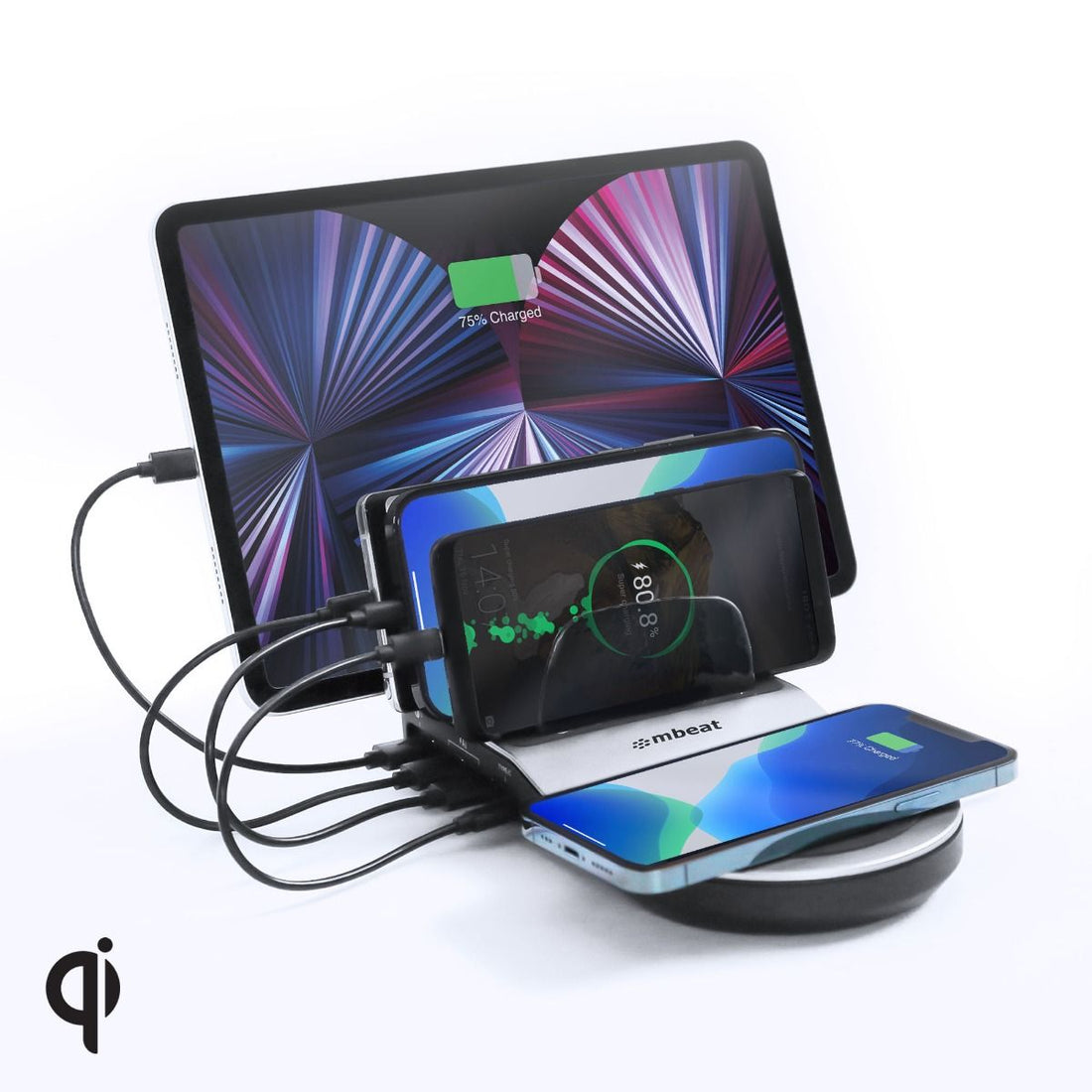 mbeat Gorilla Power 50W Qi Certified Multi-Device USB &amp; Wireless Charging Dock-Electronics &gt; Mobile Accessories-PEROZ Accessories