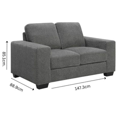 Brooks 2 Seater Fabric Sofa Elephant Grey-Furniture &gt; Sofas-PEROZ Accessories