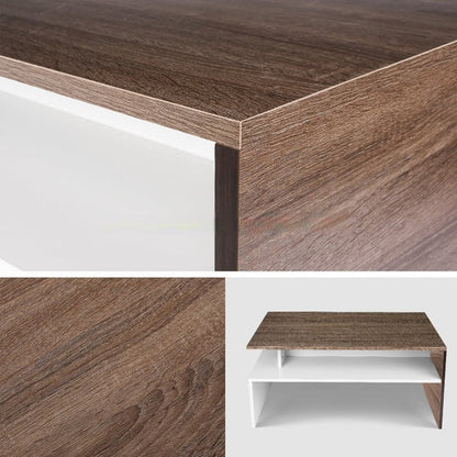 Modern White And Brown Wooden Coffee Table With Shelf-Furniture &gt; Living Room-PEROZ Accessories
