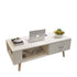 White Coffee Table Storage Drawer & Open Shelf With Wooden Legs-Furniture > Living Room-PEROZ Accessories