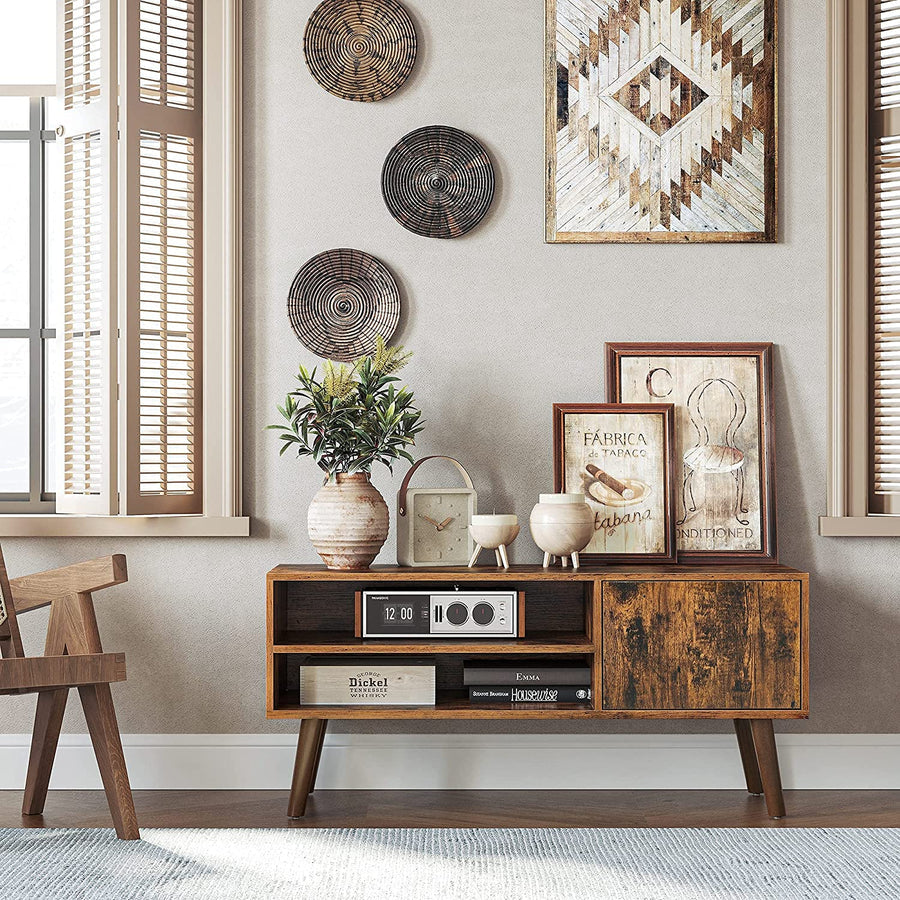 Wooden Look TV Console Stand With Storage Shelf &amp; Cupboard-Furniture &gt; Living Room-PEROZ Accessories