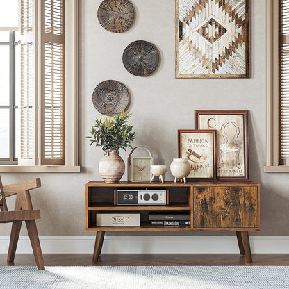 Wooden Look TV Console Stand With Storage Shelf &amp; Cupboard-Furniture &gt; Living Room-PEROZ Accessories