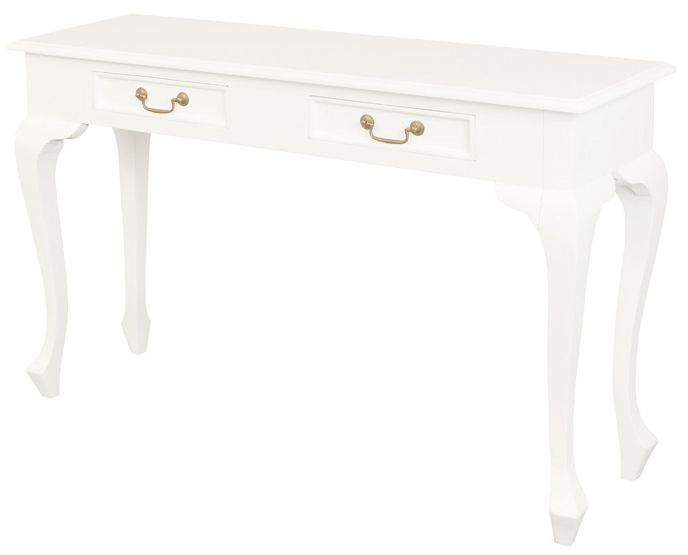 Queen Ann 2 Drawer Sofa Table (White)-Home &amp; Garden &gt; Decor-PEROZ Accessories
