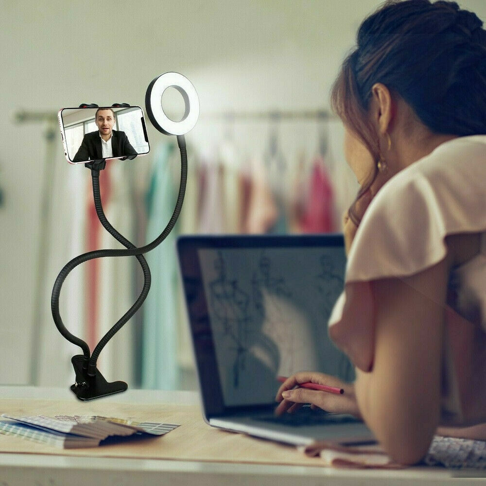 LED Selfie Ring Light with Cell Phone Holder Flexible Stand Live Stream Lamp AU-Home &amp; Garden &gt; Home &amp; Garden Others-PEROZ Accessories