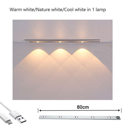 80cm Wireless LED Closet Lights Motion Sensor PIR Induction Lamp Cabinet Lighting USB-Home &amp; Garden &gt; Garden Lights-PEROZ Accessories