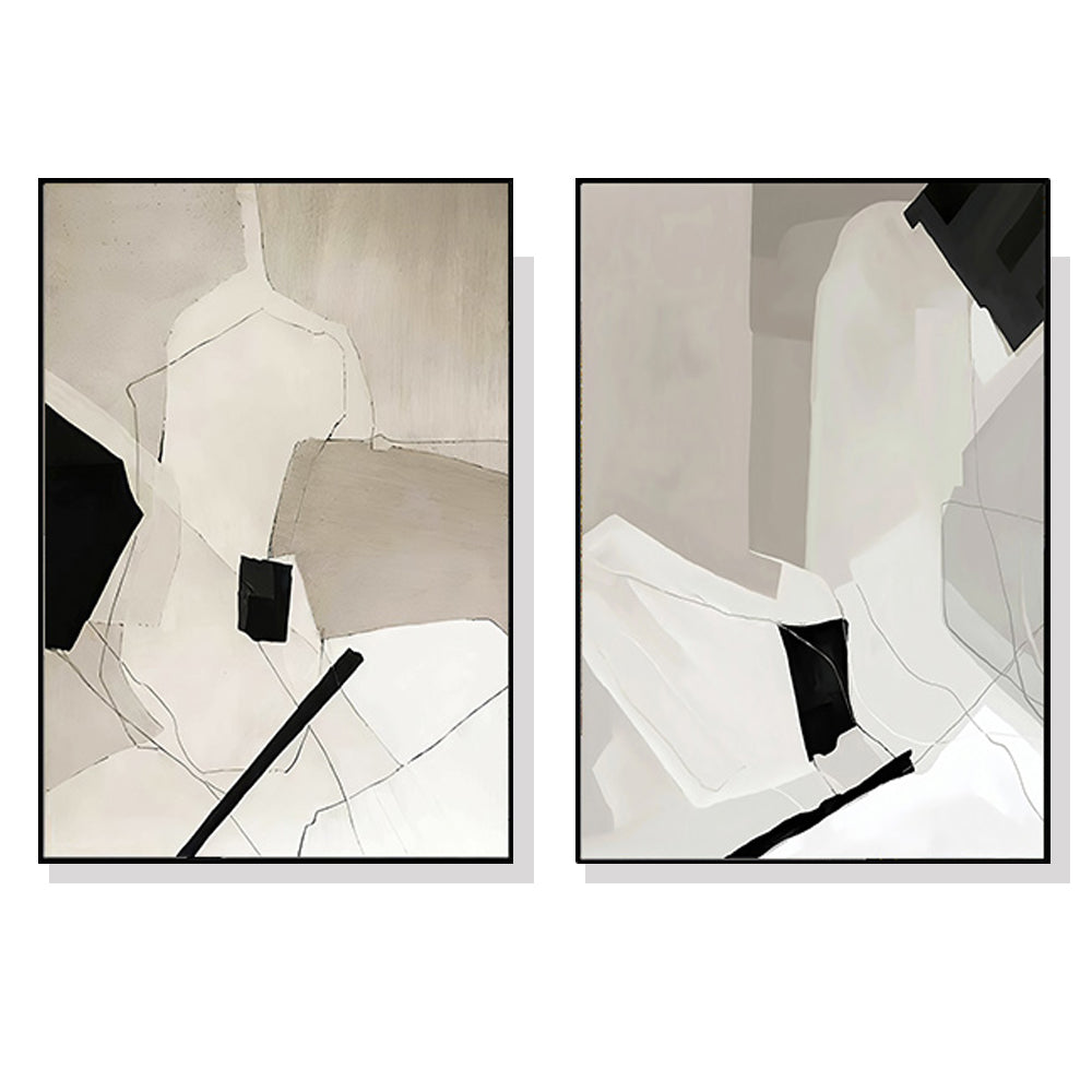 40cmx60cm Modern Abstract 2 Sets Black Frame Canvas Wall Art-Home &amp; Garden &gt; Wall Art-PEROZ Accessories