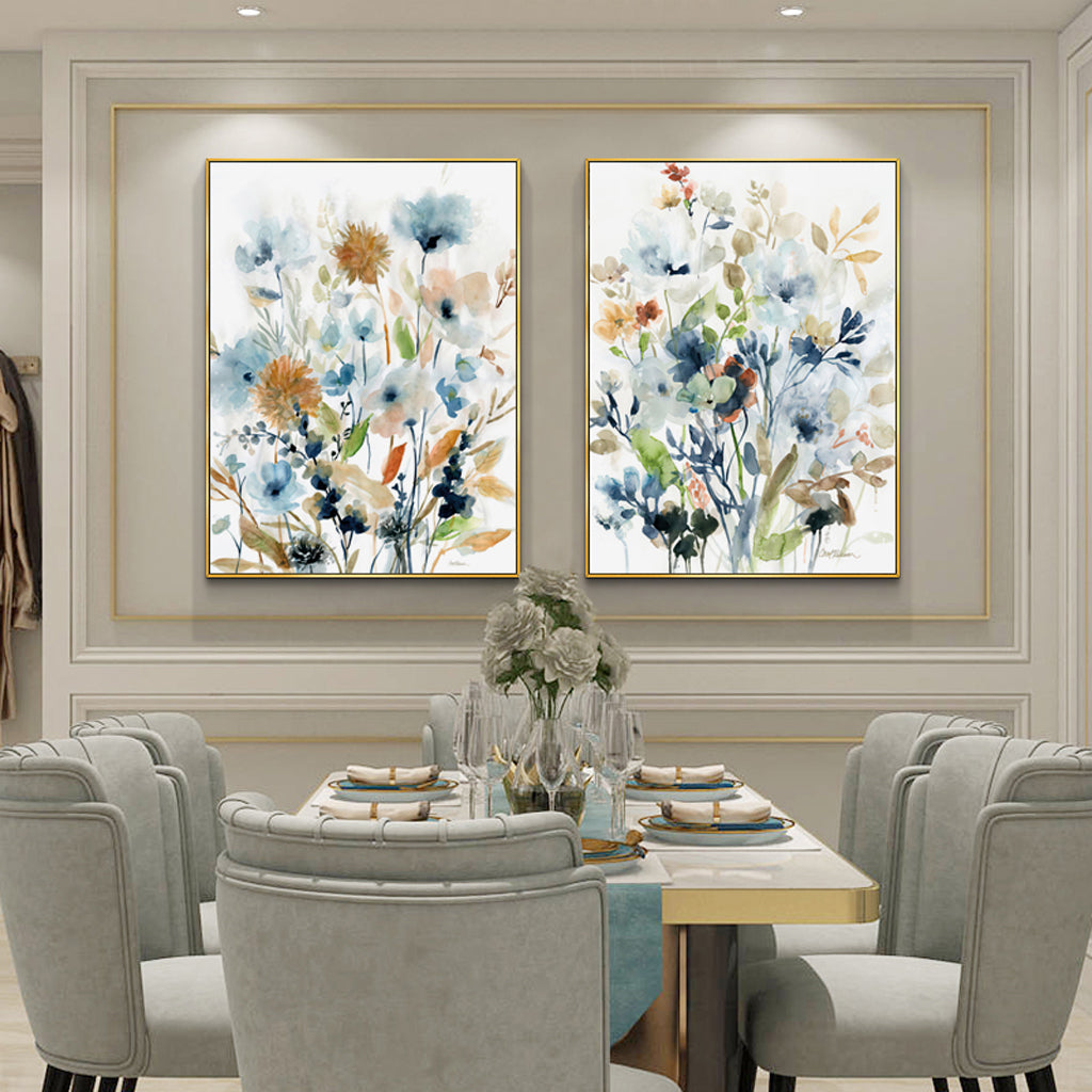 50cmx70cm Colourful Floras Watercolour style 2 Sets Gold Frame Canvas Wall Art-Home &amp; Garden &gt; Wall Art-PEROZ Accessories