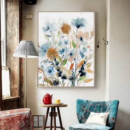 50cmx70cm Colourful Floras Watercolour style I Gold Frame Canvas Wall Art-Home &amp; Garden &gt; Wall Art-PEROZ Accessories
