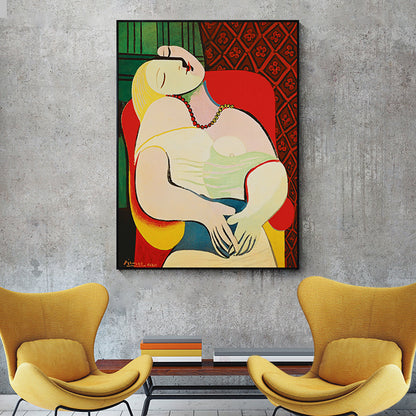 70cmx100cm The dream by Pablo Picasso Gold Frame Canvas Wall Art-Home &amp; Garden &gt; Wall Art-PEROZ Accessories