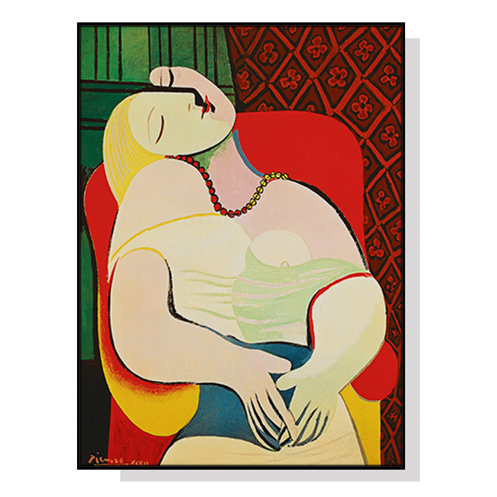 70cmx100cm The dream by Pablo Picasso Gold Frame Canvas Wall Art-Home &amp; Garden &gt; Wall Art-PEROZ Accessories