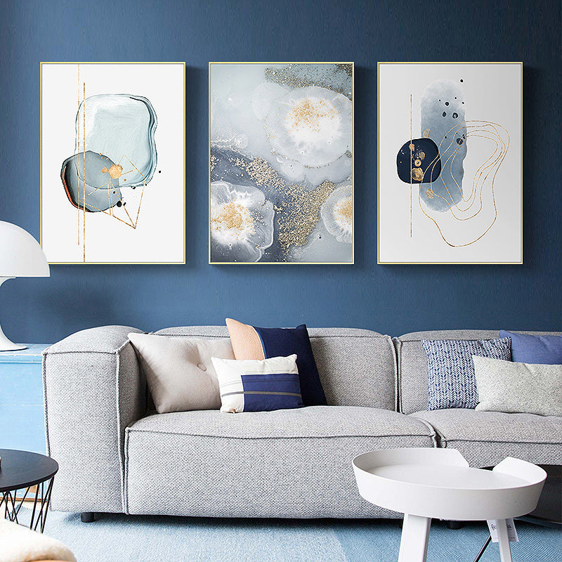60cmx90cm Marbled Light Grey 3 Sets Gold Frame Canvas Wall Art-Home &amp; Garden &gt; Wall Art-PEROZ Accessories