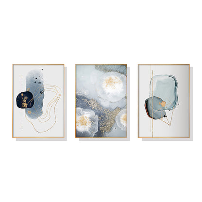 60cmx90cm Marbled Light Grey 3 Sets Gold Frame Canvas Wall Art-Home &amp; Garden &gt; Wall Art-PEROZ Accessories