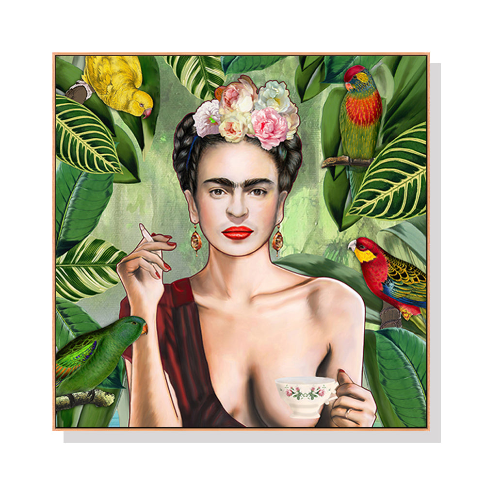 50cmx50cm Self Portrait by Frida Kahlo Wood Frame Canvas Wall Art-Home &amp; Garden &gt; Wall Art-PEROZ Accessories