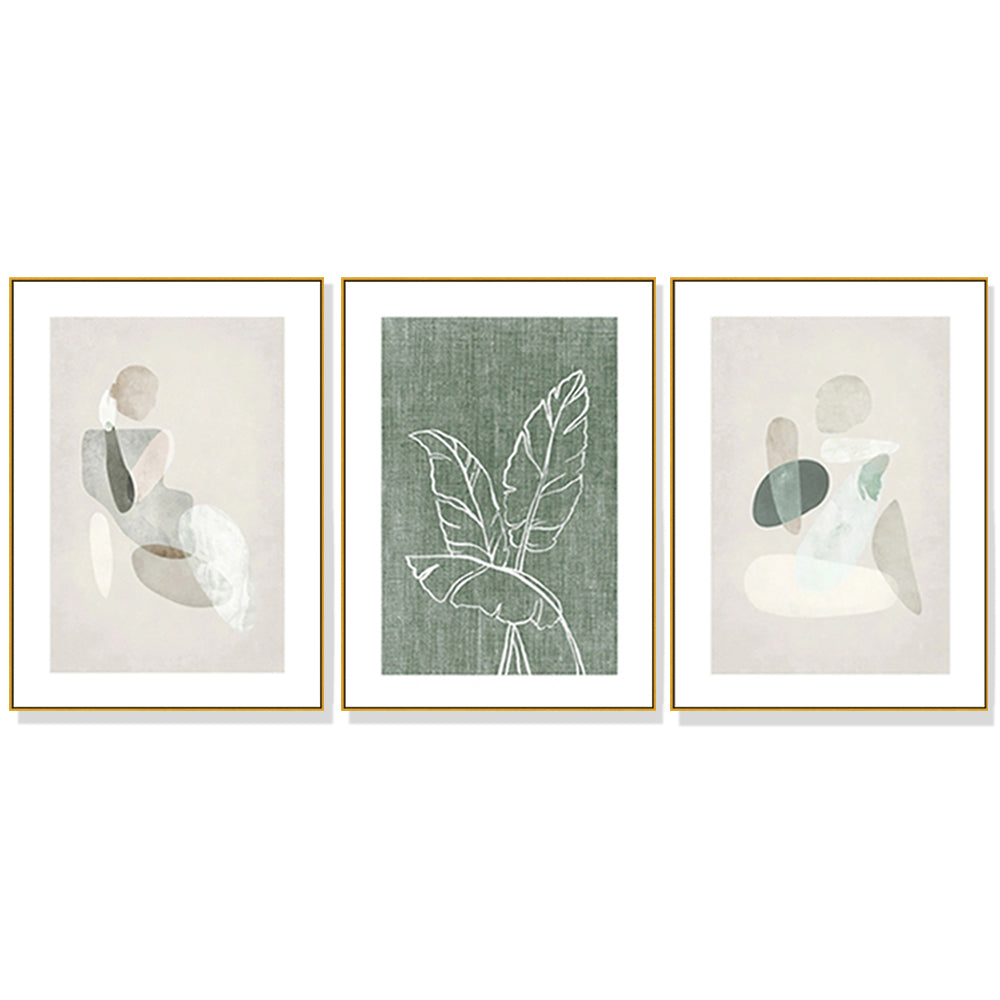 50cmx70cm Abstract body and leaves 3 Sets Gold Frame Canvas Wall Art-Home &amp; Garden &gt; Wall Art-PEROZ Accessories