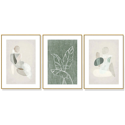 50cmx70cm Abstract body and leaves 3 Sets Gold Frame Canvas Wall Art-Home &amp; Garden &gt; Wall Art-PEROZ Accessories