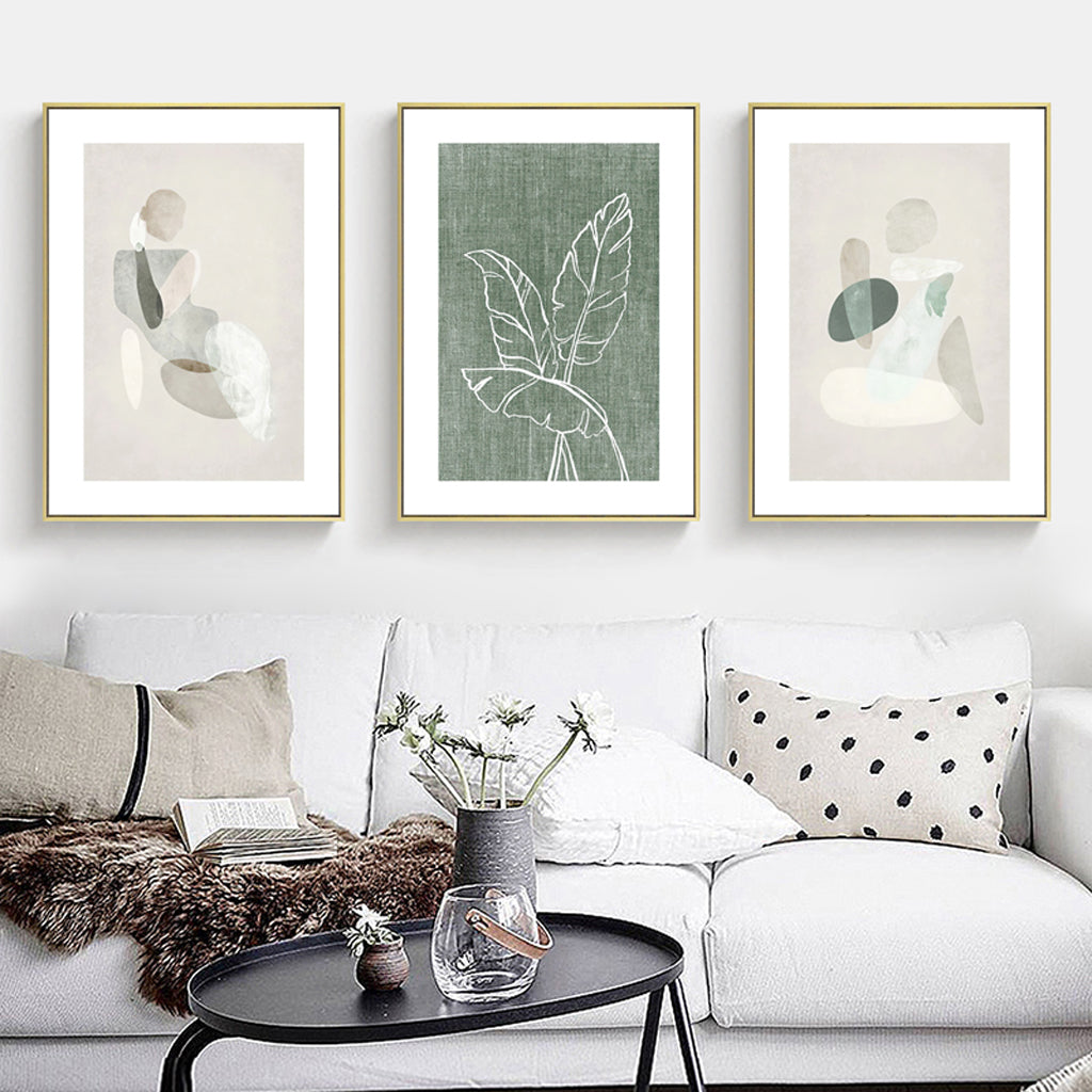 50cmx70cm Abstract body and leaves 3 Sets Gold Frame Canvas Wall Art-Home &amp; Garden &gt; Wall Art-PEROZ Accessories