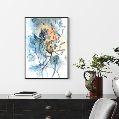 40cmx60cm Watercolor Style Abstract Flower 3 Sets Black Frame Canvas Wall Art-Home &amp; Garden &gt; Wall Art-PEROZ Accessories
