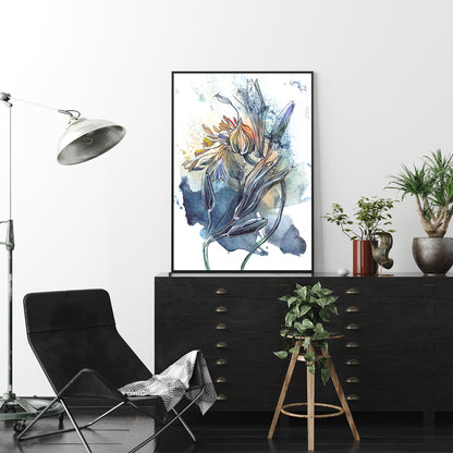 40cmx60cm Watercolor Style Abstract Flower 3 Sets Black Frame Canvas Wall Art-Home &amp; Garden &gt; Wall Art-PEROZ Accessories