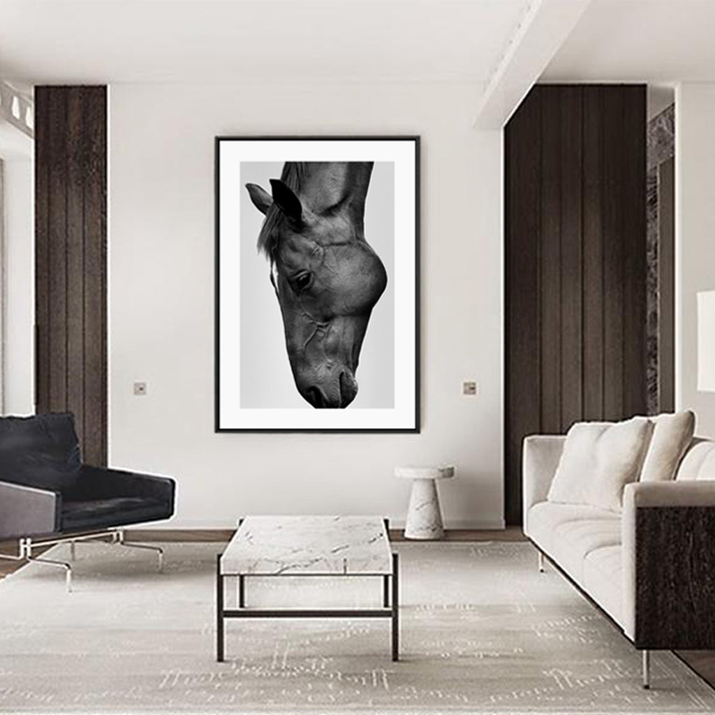 60cmx90cm Modern Black Horse Black Frame Canvas Wall Art-Home & Garden > Wall Art-PEROZ Accessories