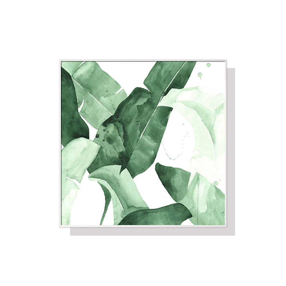 60cmx60cm Tropical Leaves Square Size White Frame Canvas Wall Art-Home &amp; Garden &gt; Wall Art-PEROZ Accessories