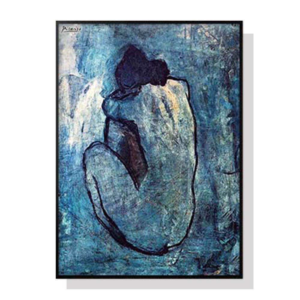50cmx70cm Blue Nude by Pablo Picasso Black Frame Canvas Wall Art-Home &amp; Garden &gt; Wall Art-PEROZ Accessories