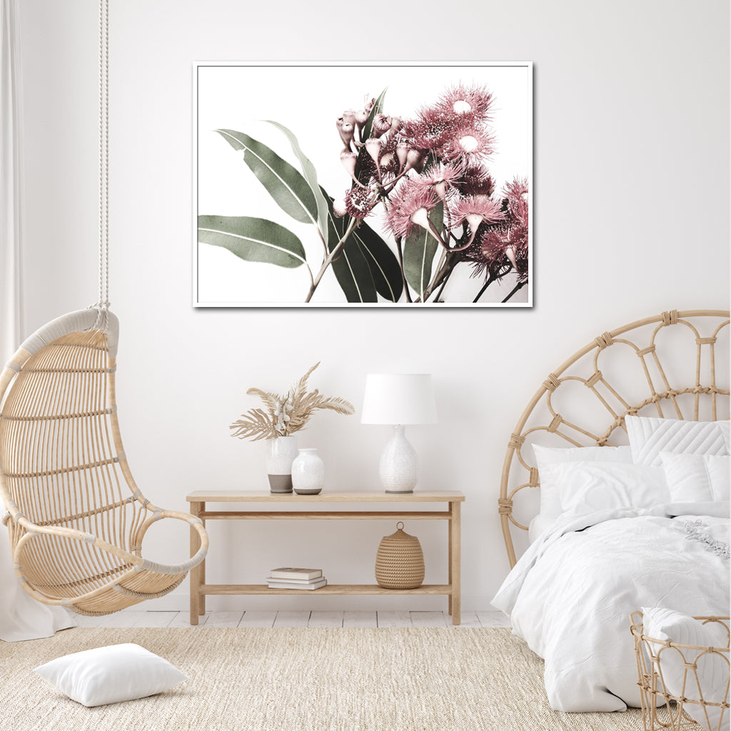 60cmx90cm Eucalyptus in Bloom White Frame Canvas Wall Art-Home & Garden > Wall Art-PEROZ Accessories