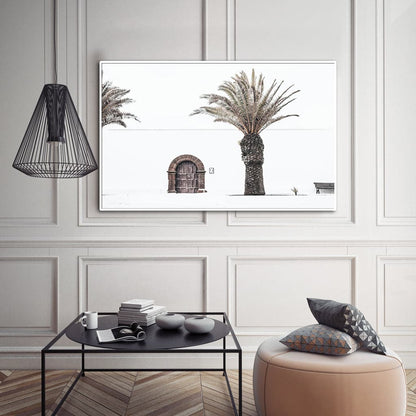 60cmx90cm European Palm Tree White Frame Canvas Wall Art-Home &amp; Garden &gt; Wall Art-PEROZ Accessories