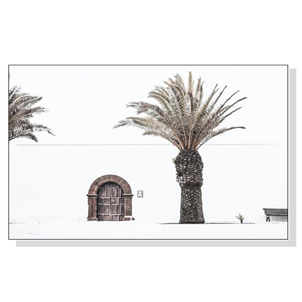 70cmx100cm European Palm Tree White Frame Canvas Wall Art-Home &amp; Garden &gt; Wall Art-PEROZ Accessories