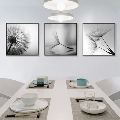 50cmx50cm Botanical dandelions 3 Sets Black Frame Canvas Wall Art-Home &amp; Garden &gt; Wall Art-PEROZ Accessories