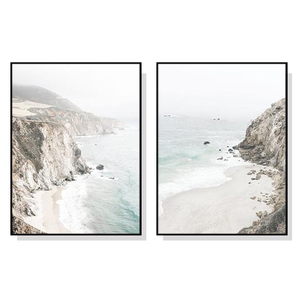 40cmx60cm Mountain Beach 2 Sets Black Frame Canvas Wall Art-Home &amp; Garden &gt; Wall Art-PEROZ Accessories