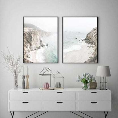 40cmx60cm Mountain Beach 2 Sets Black Frame Canvas Wall Art-Home &amp; Garden &gt; Wall Art-PEROZ Accessories