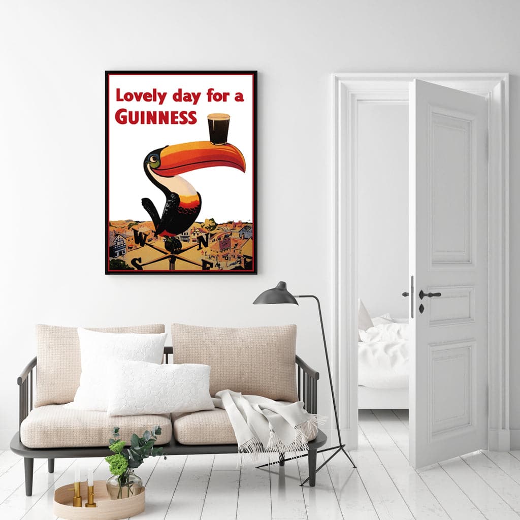 60cmx90cm Beer Lovely Day For A Guinness Black Frame Canvas Wall Art-Home &amp; Garden &gt; Wall Art-PEROZ Accessories