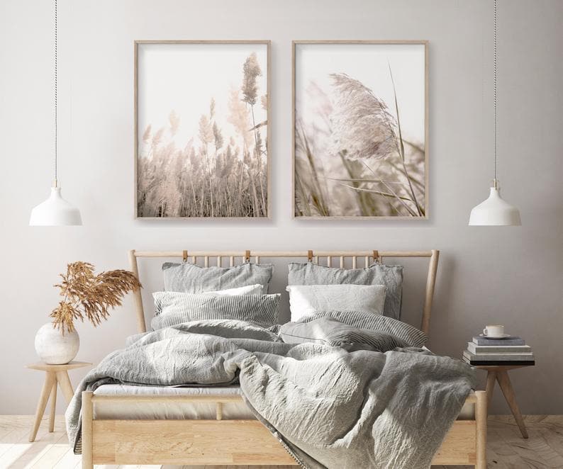 50cmx70cm Pampas Grass 2 Sets Wood Frame Canvas Wall Art-Home &amp; Garden &gt; Wall Art-PEROZ Accessories