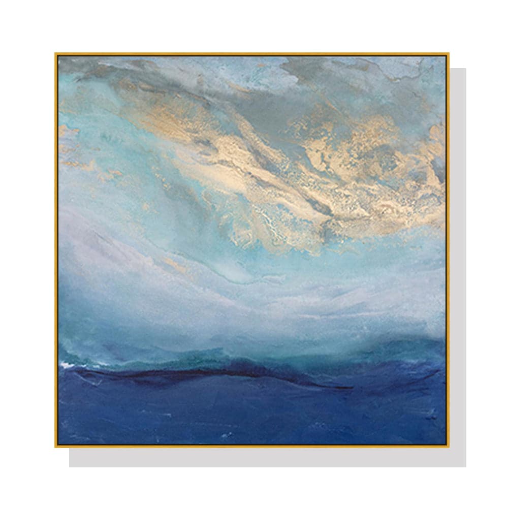 60cmx60cm Abstract gold blue square size Gold Frame Canvas Wall Art-Home &amp; Garden &gt; Wall Art-PEROZ Accessories
