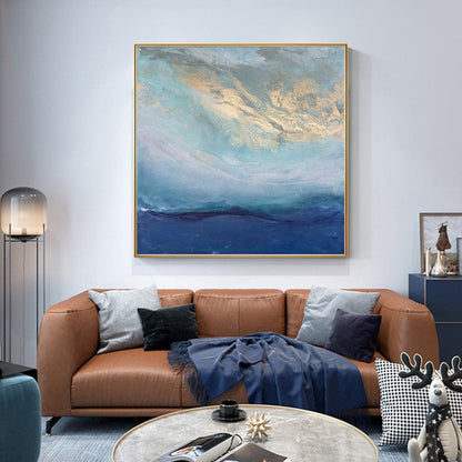 60cmx60cm Abstract gold blue square size Gold Frame Canvas Wall Art-Home &amp; Garden &gt; Wall Art-PEROZ Accessories