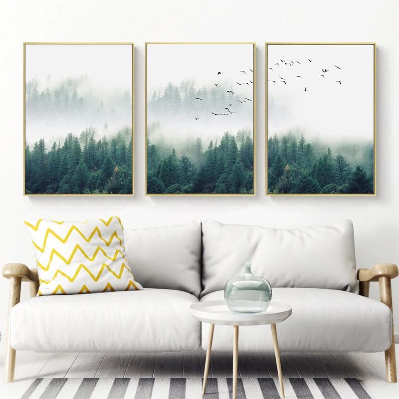 40cmx60cm Mystical Forest 3 Sets Gold Frame Canvas Wall Art-Home &amp; Garden &gt; Wall Art-PEROZ Accessories