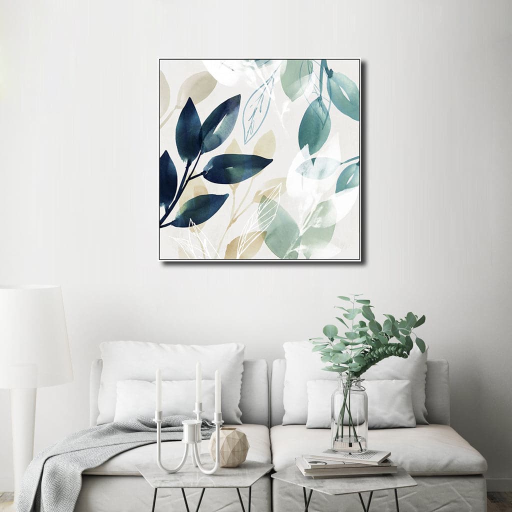 70cmx70cm Watercolour style leaves 2 Sets White Frame Canvas Wall Art-Home &amp; Garden &gt; Wall Art-PEROZ Accessories